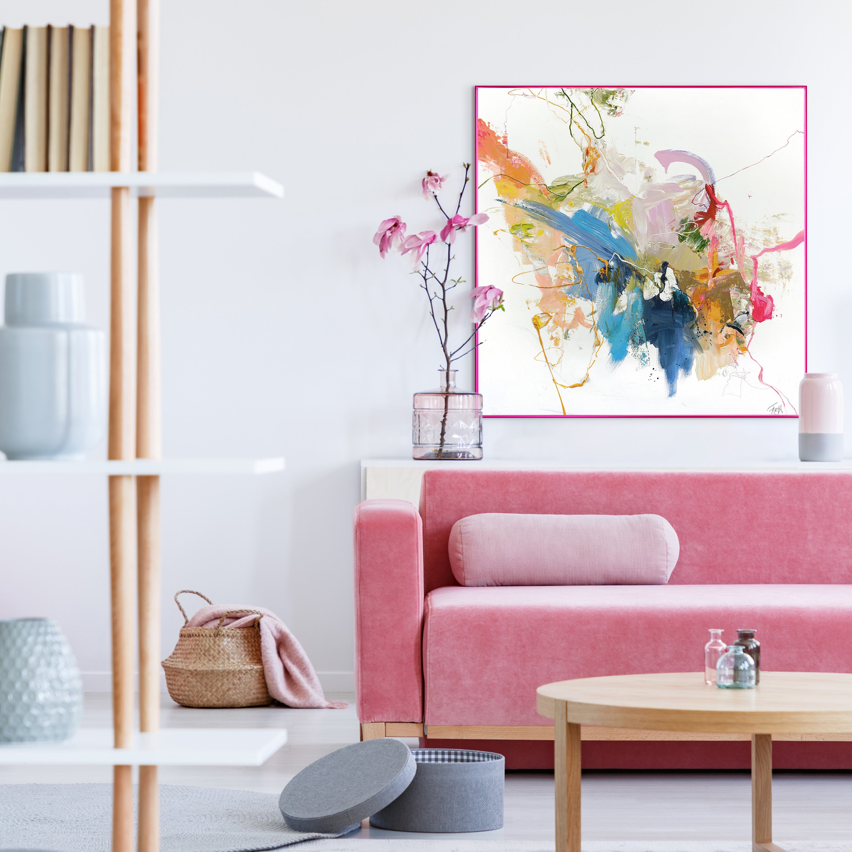 Vertrouwelijk roze | GEMENGD SCHILDERIJ
