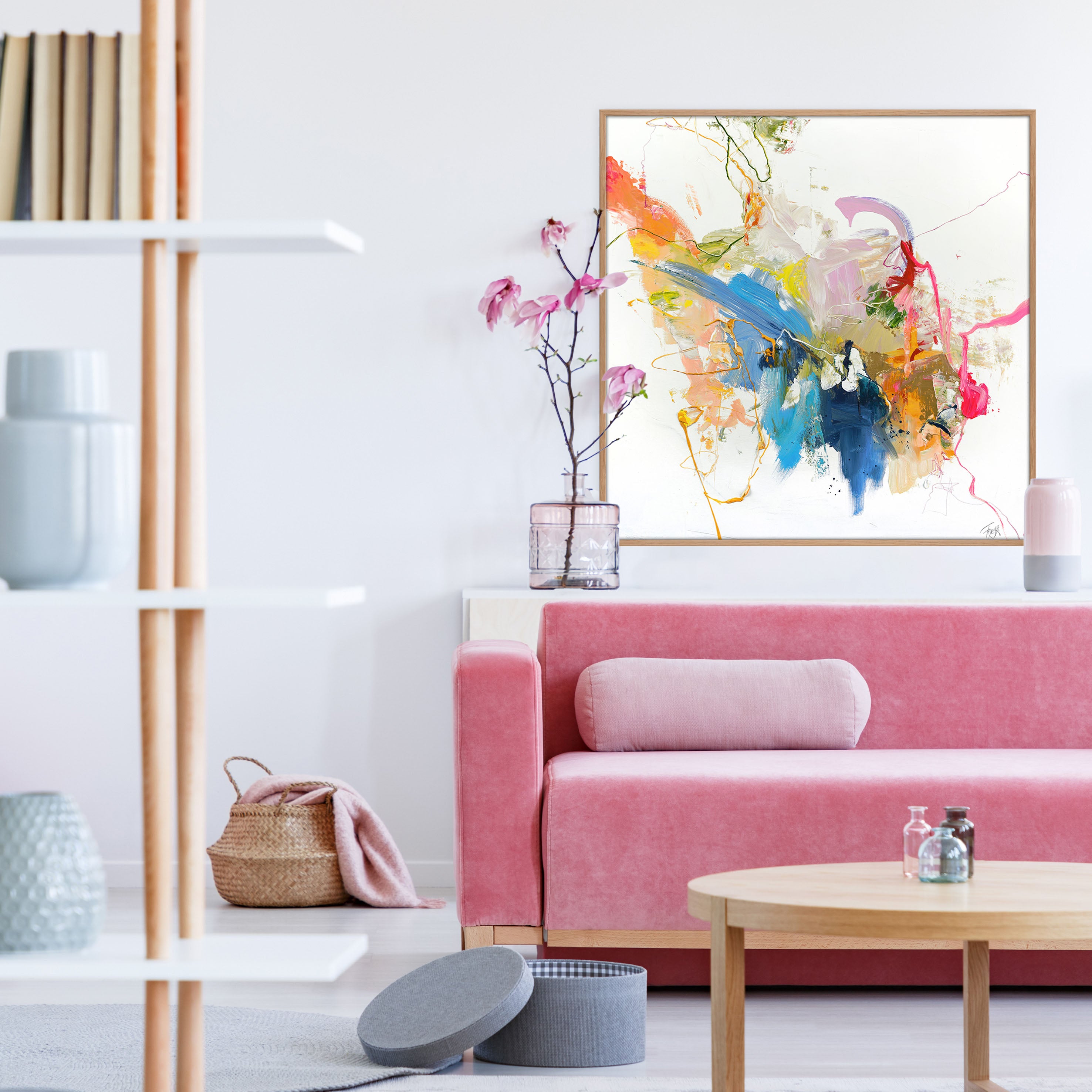 Vertrouwelijk roze | GEMENGD SCHILDERIJ