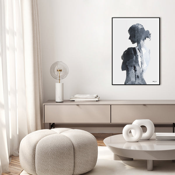 Vrouw in blauw | POSTERBORD