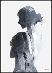 Vrouw in blauw | POSTERBORD