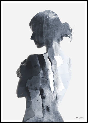 Vrouw in blauw | POSTERBORD