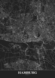 Kaart Hamburg Black | POSTER