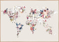 Wereldkaart bloemen licht | POSTERBORD